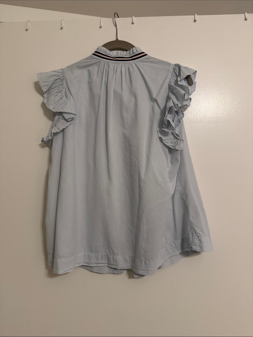 Sundry Light Blue Ruffle Sleeve Button-Front - Picture 3 of 3